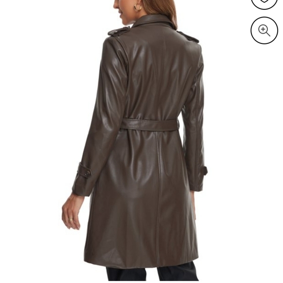 Allegra K Faux Leather Long Trench Coat NWT sz. M - Picture 2 of 4